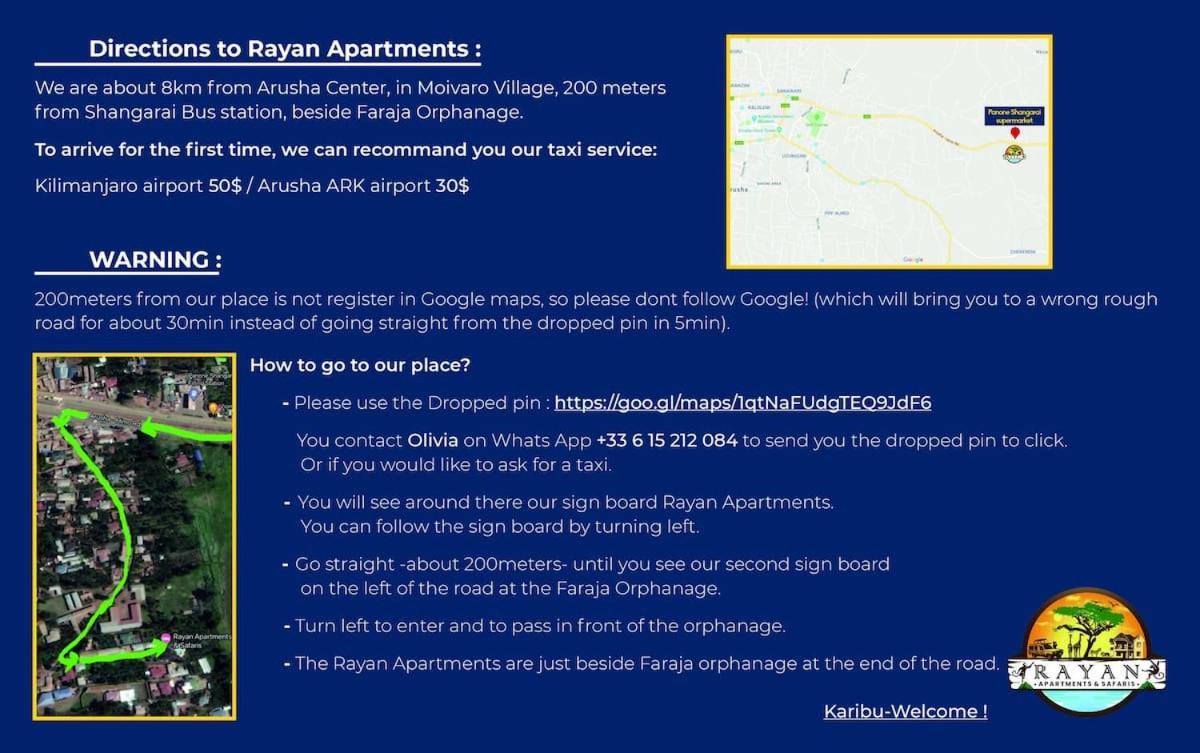 Rayan Apartments & Safaris Аруша Екстер'єр фото